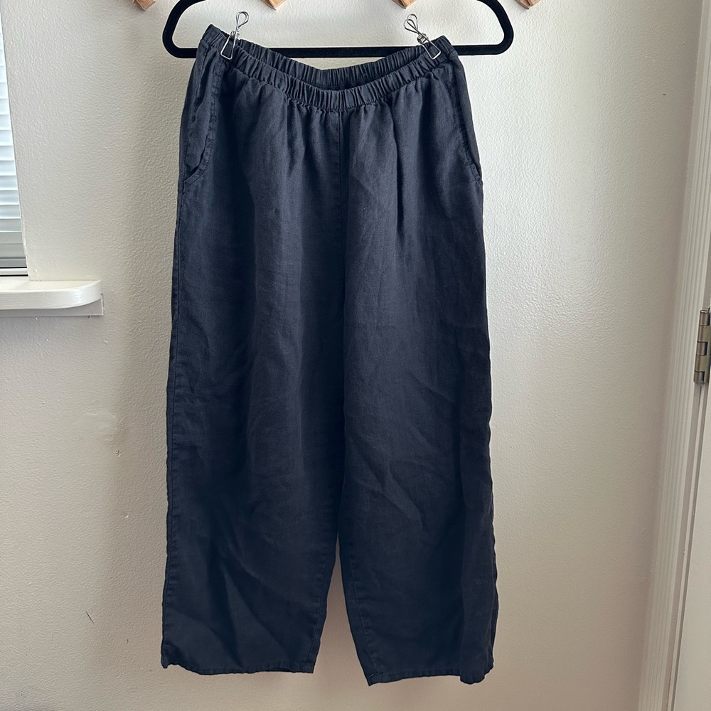 100% black linen flax floods